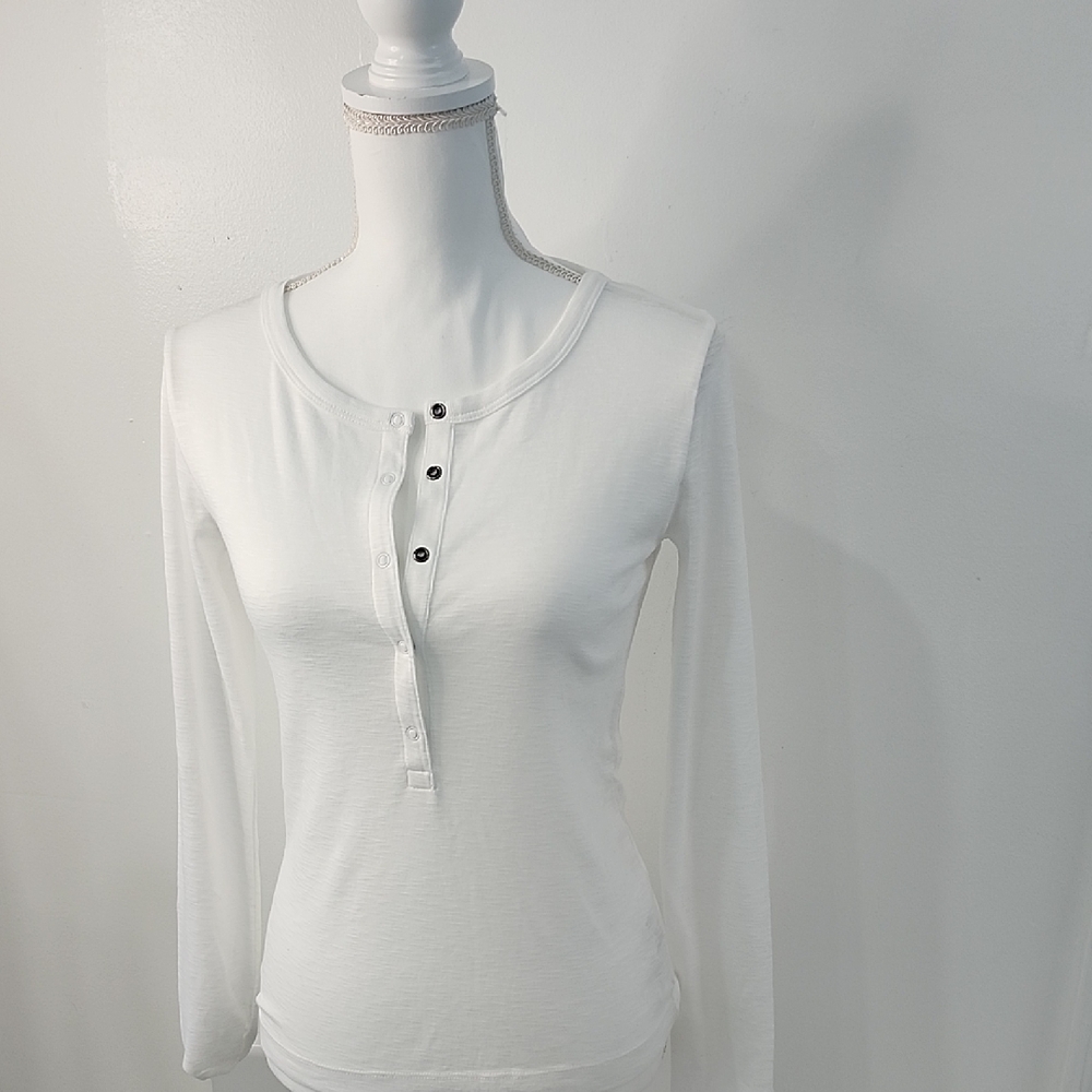 Vince Ivory Long Sleeve Henley Top